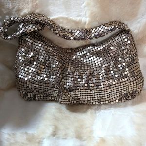 Liz Gold Metallic Metal Mesh Small Evening Bag Purse